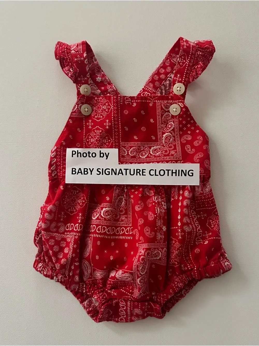OshKosh B'gosh 3 Months Baby Girl Red Bandana Print Romper Paisley Summer